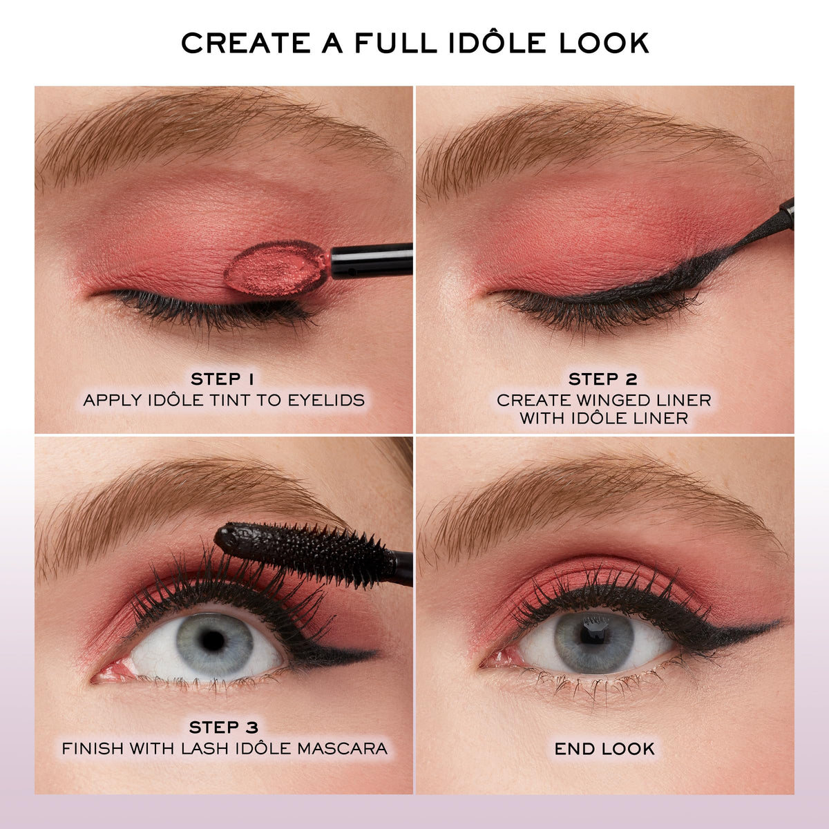 Lancôme Idôle Tint Liquid Eyeshadow & Eyeliner 02 Desert Sand with makeup brushes
