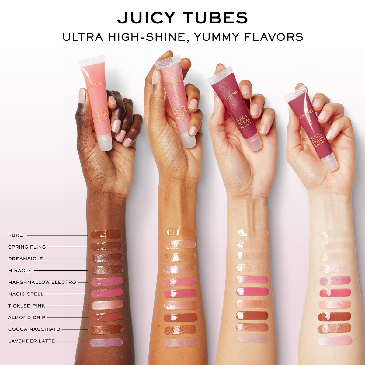 Lancôme Juicy Tubes Hydrating Lip Gloss 16 Almond Drip texture close-up