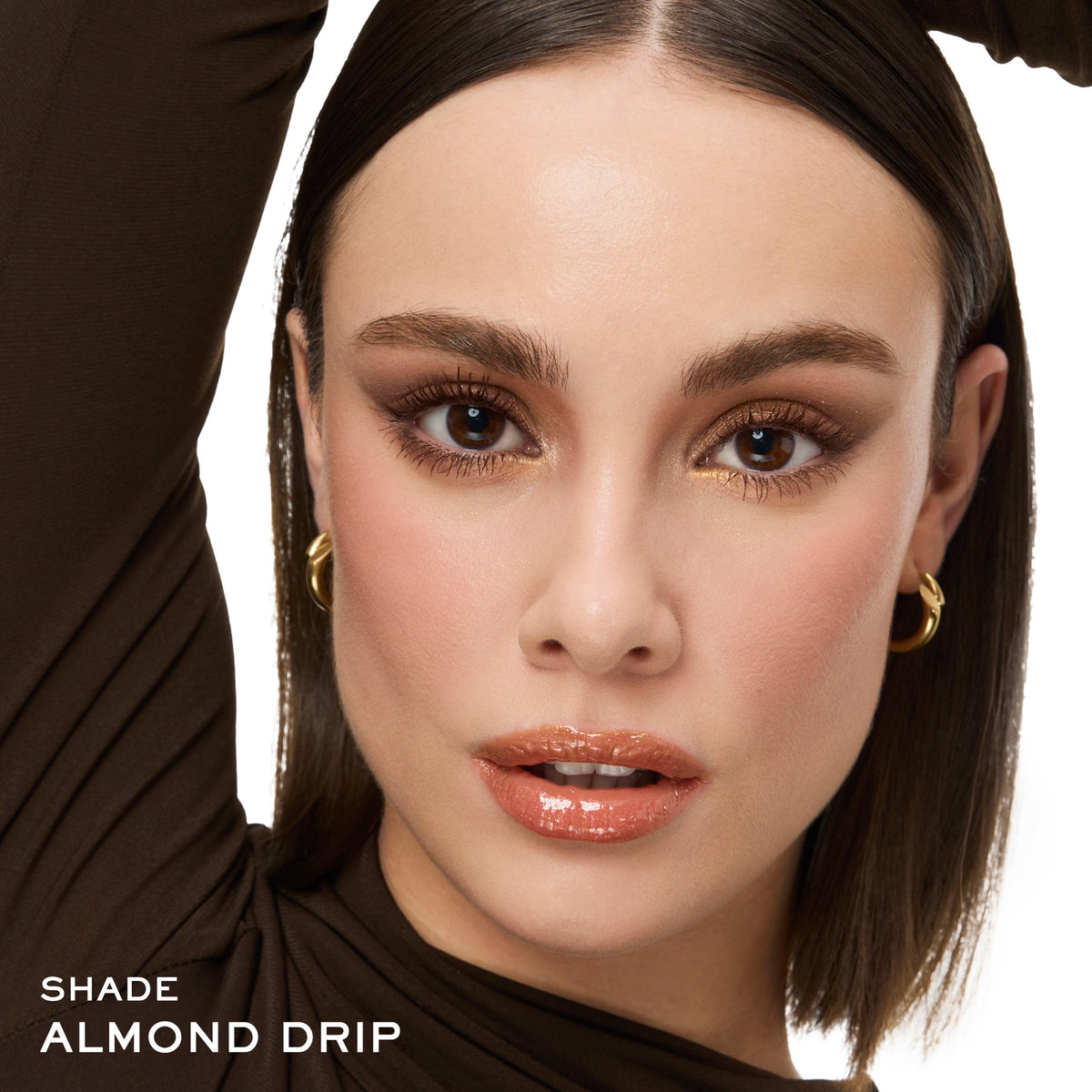 Lancôme Juicy Tubes Hydrating Lip Gloss 16 Almond Drip with lipstick