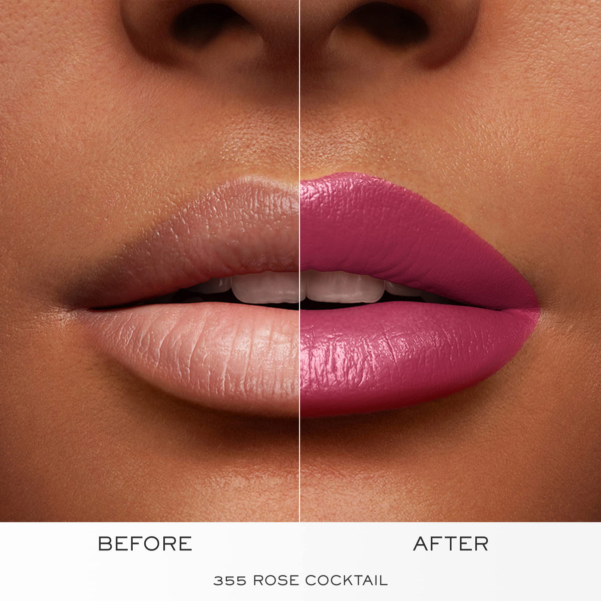 Lancôme L'Absolu Rouge Hydrating Cream Lipstick 355 Rose Cocktail with rose background