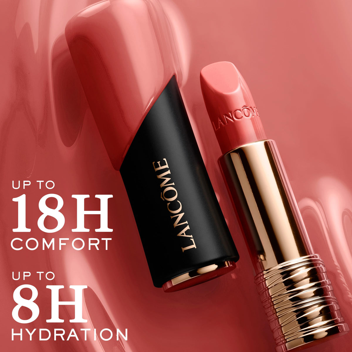 Lancôme L'Absolu Rouge Lipstick applied on lips
