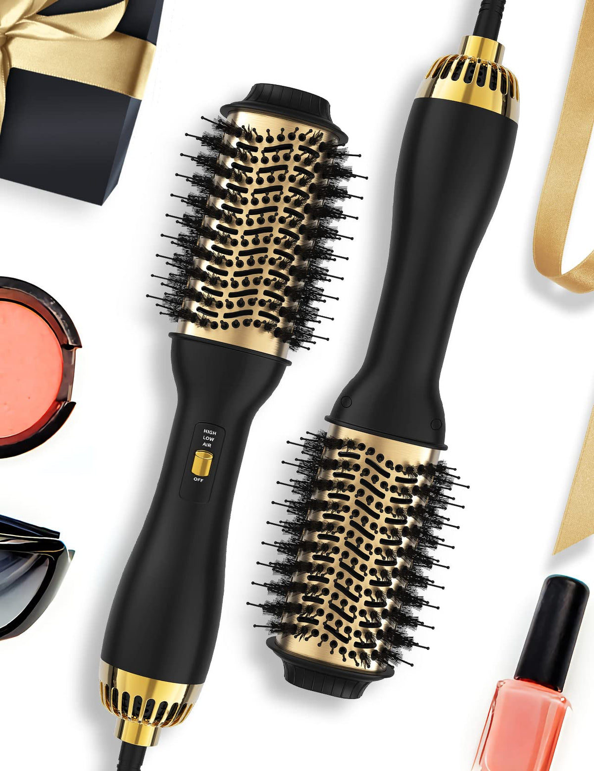 LANDOT Hair Blow Dryer Brush 60mm front view with oval barrel