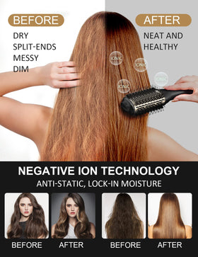 LANDOT Hair Blow Dryer Brush 60mm with heat settings displayed