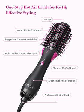 LANDOT Hair Blow Dryer Brush 60mm with tangle-free cord