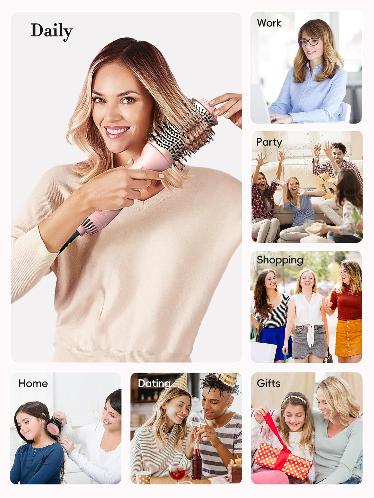 LANDOT Hair Blow Dryer Brush showing swivel cord feature