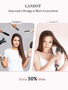 LANDOT Hair Blow Dryer Brush side view showing bristles