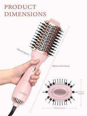 LANDOT Hair Blow Dryer Brush with heat settings displayed