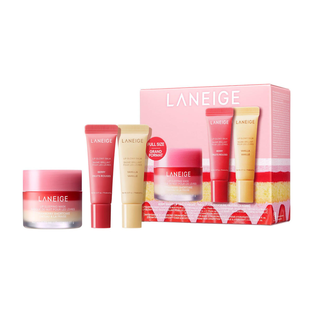 LANEIGE Berry Sweet Lip Trio Set with Lip Sleeping Mask and Mini Balms
