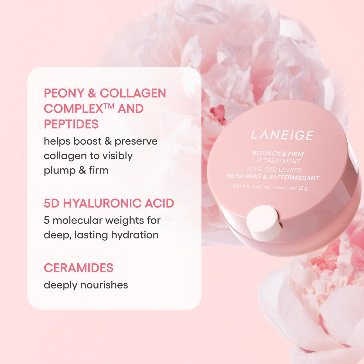 LANEIGE Bouncy & Firm Lip opened with product visible