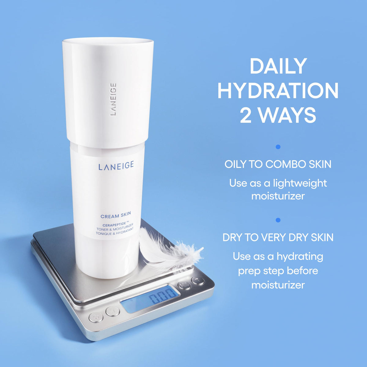 LANEIGE Cream Skin Toner application on skin