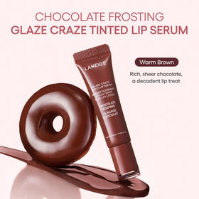 LANEIGE Glaze Craze Tinted Lip Serum Chocolate Frosting swatch on skin