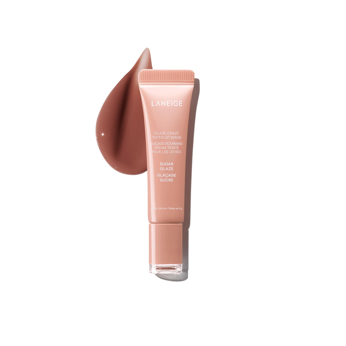 LANEIGE Glaze Craze Tinted Lip Serum front view with Sugar Glaze shade