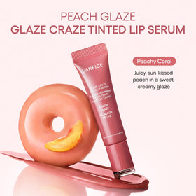 LANEIGE Glaze Craze Tinted Lip Serum Peach Glaze applicator close-up
