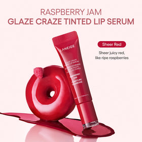 LANEIGE Glaze Craze Tinted Lip Serum Raspberry Jam applicator close-up