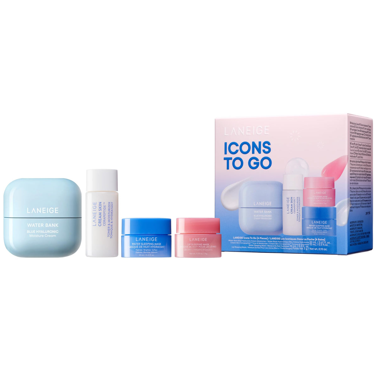 LANEIGE Icons To Go Set featuring Cream Skin Toner and Moisturizer