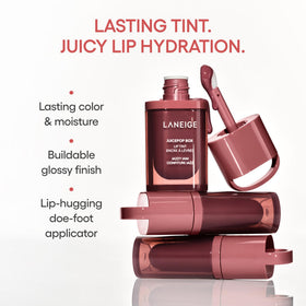 LANEIGE JuicePop Box Lip Tint Red Classic with loop cap design for easy carrying