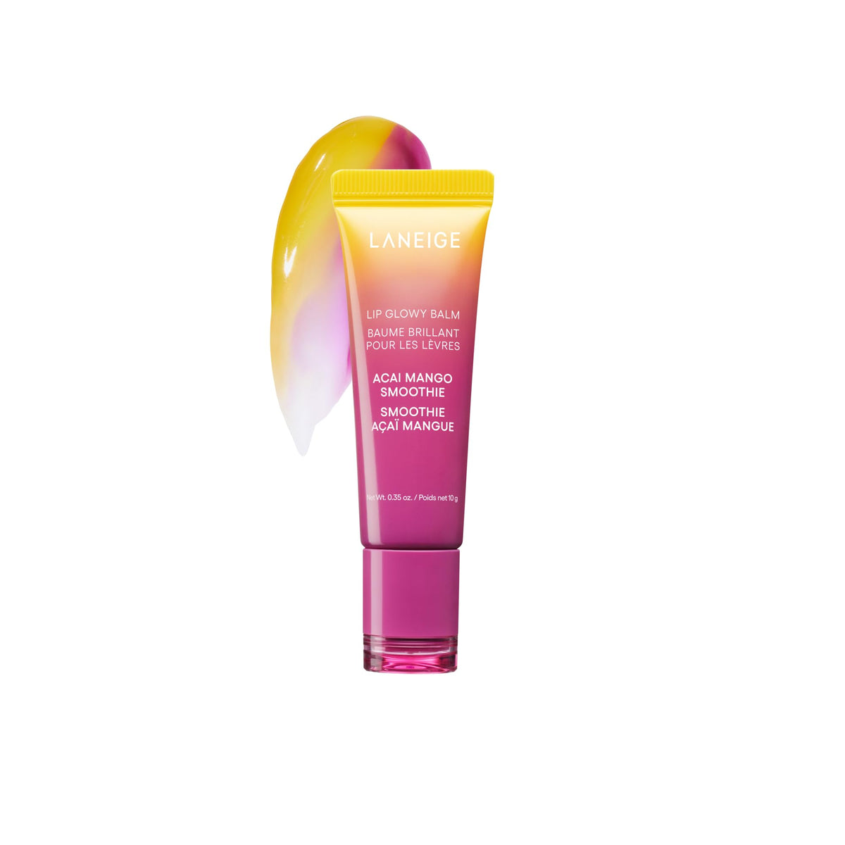 LANEIGE Lip Glowy Balm Acai Mango front view with tube design