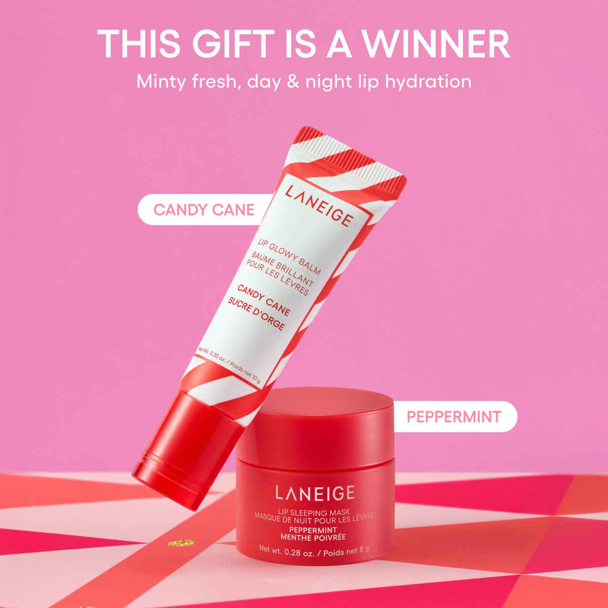 LANEIGE Lip Glowy Balm Candy Cane tube front view
