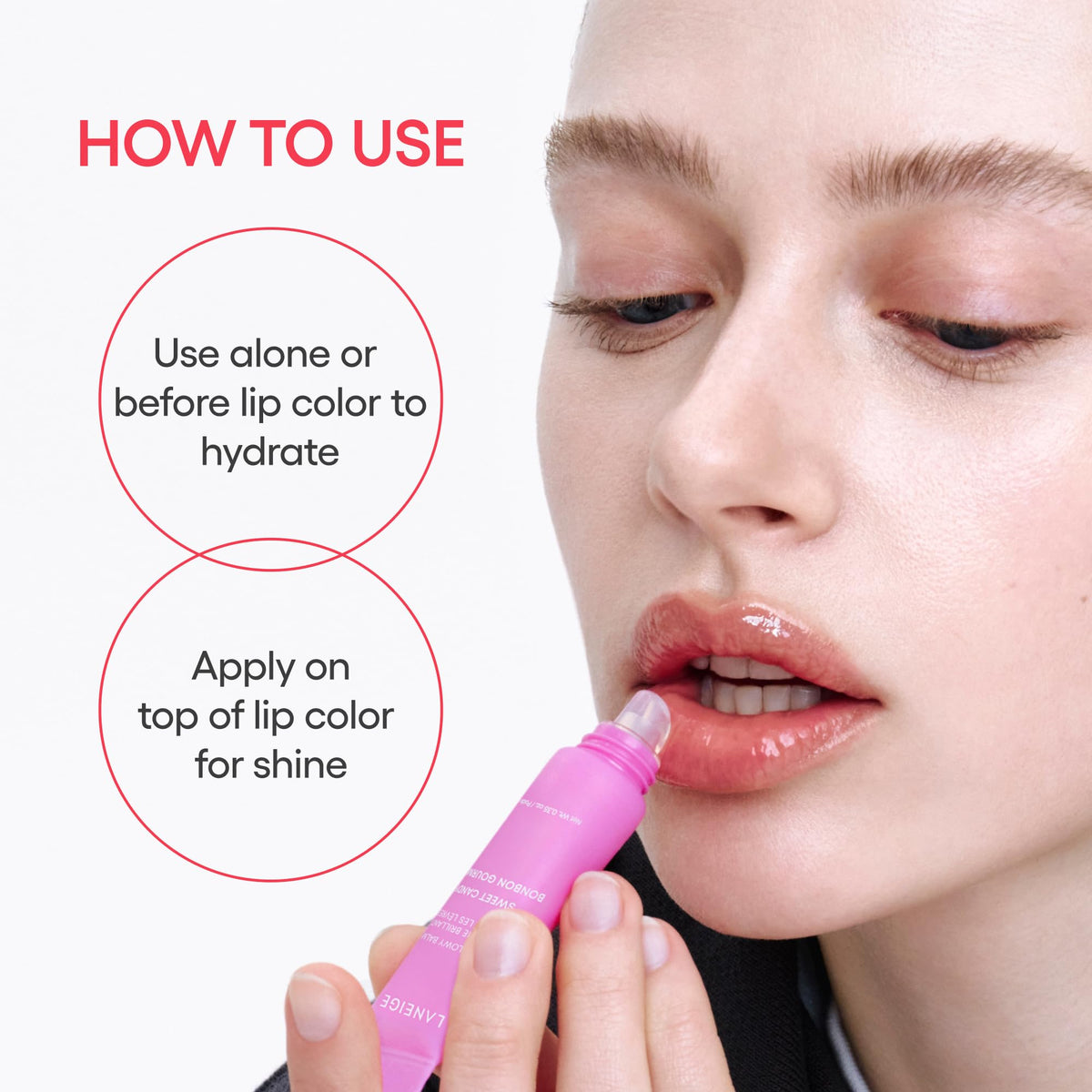 LANEIGE Lip Glowy Balm Matcha Bubble Tea on vanity