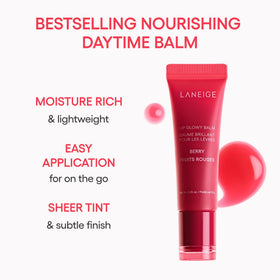 LANEIGE Lip Glowy Balm Matcha Bubble Tea swatch on lips