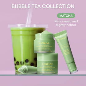 LANEIGE Lip Glowy Balm Matcha Bubble Tea tube close-up