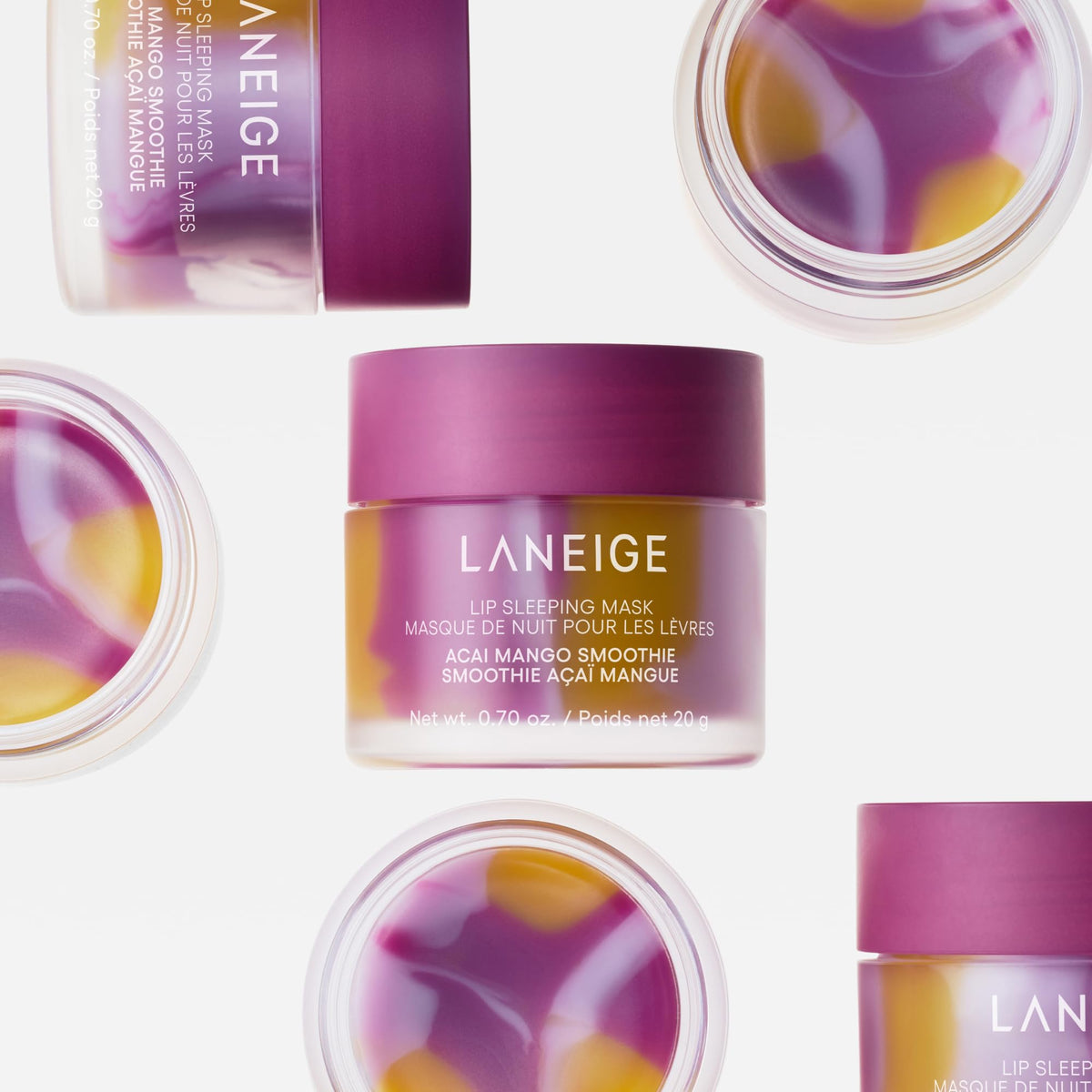 LANEIGE Lip Sleeping Mask Acai Mango on a bedside table