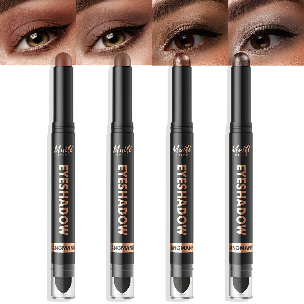 LANGMANNI Dual-Ended Eye Shadow Stick Set front view with 8 shades