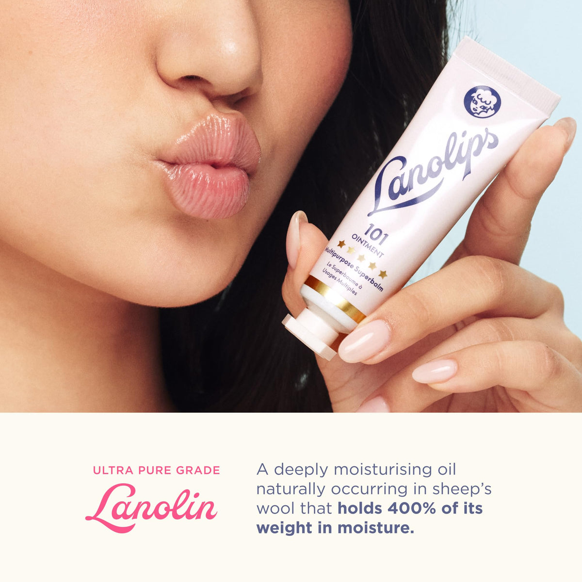 Lanolips 101 Multipurpose Ointment application on dry skin
