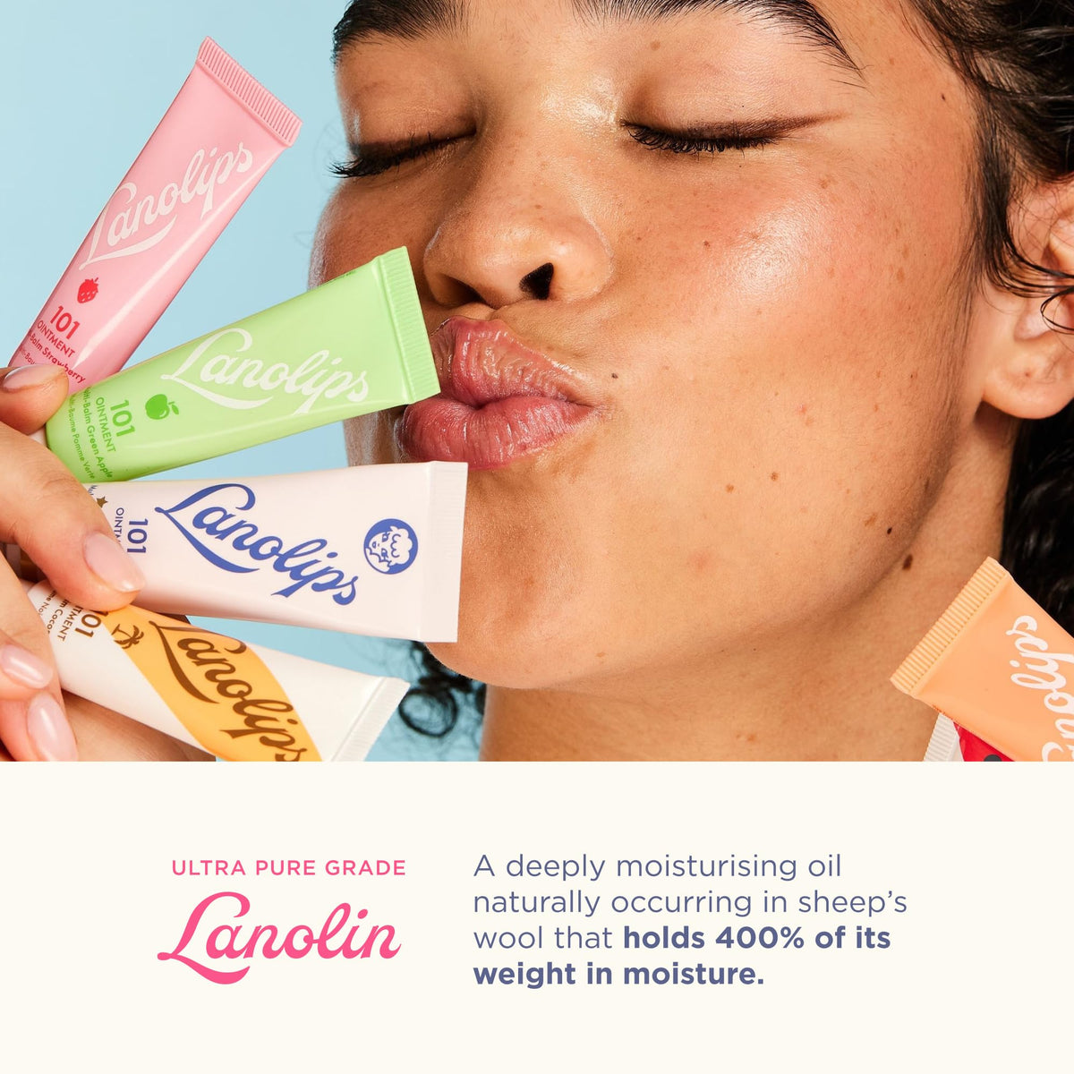 Lanolips 101 Ointment Strawberry texture close-up
