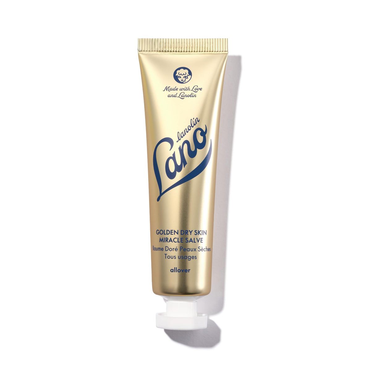 Lanolips Golden Dry Skin Salve 25g front view with packaging