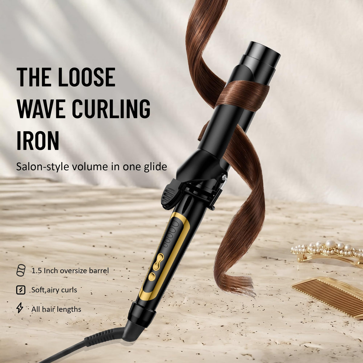 LANVIER Curling Iron with ceramic barrel close-up