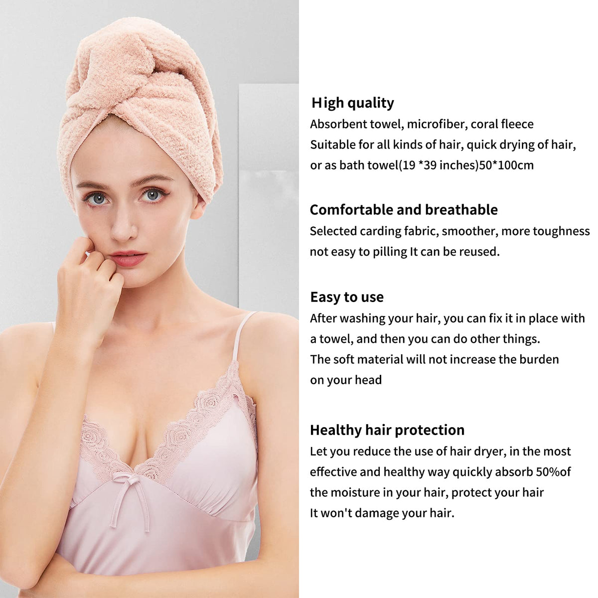 Laojbaba Microfiber Hair Towel dark brown folded