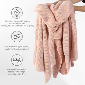 Laojbaba Microfiber Hair Towel folded with care instructions
