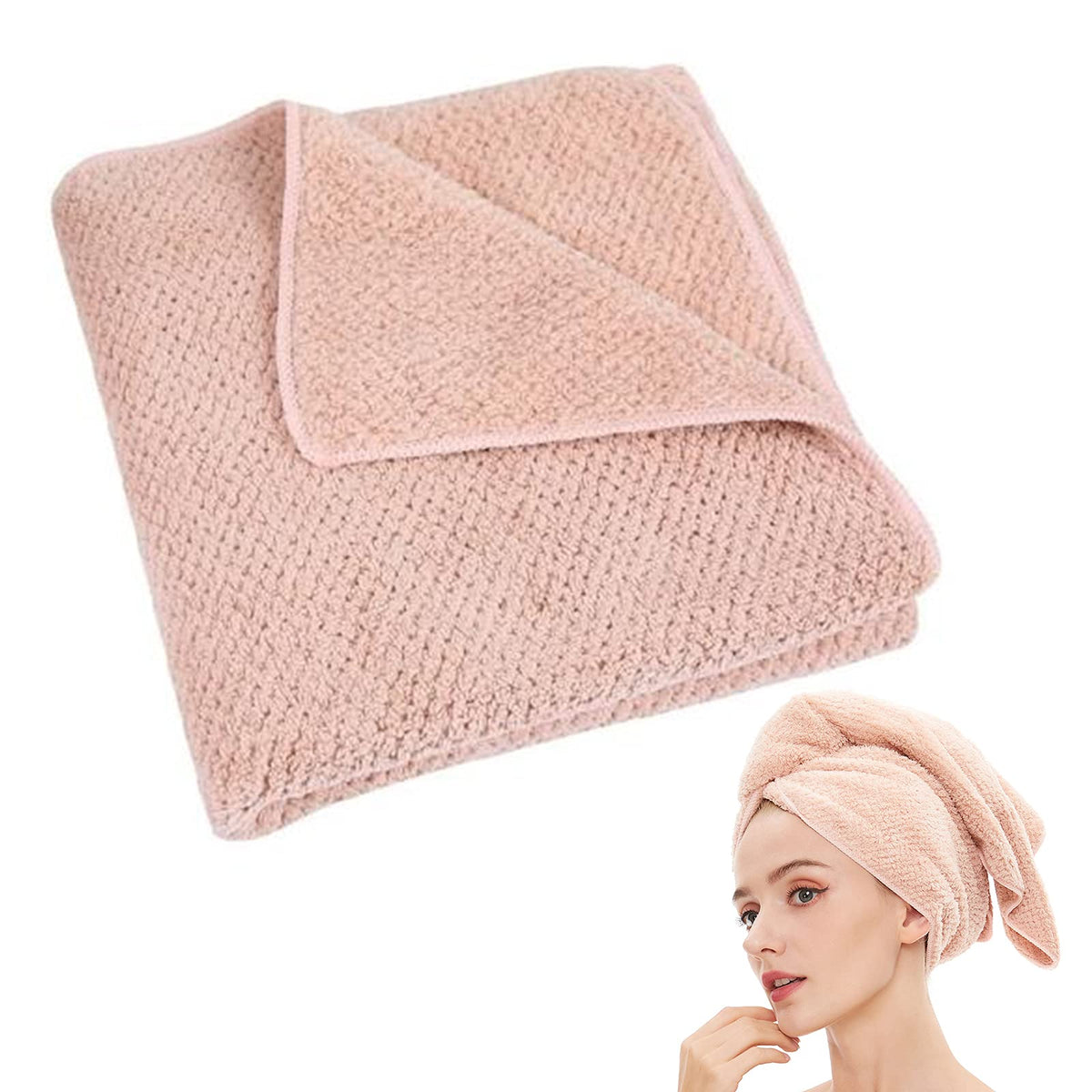 Laojbaba Microfiber Hair Towel in Lotus Root Pink front view