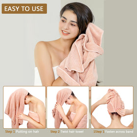 Laojbaba Microfiber Hair Towel in use after washing hair