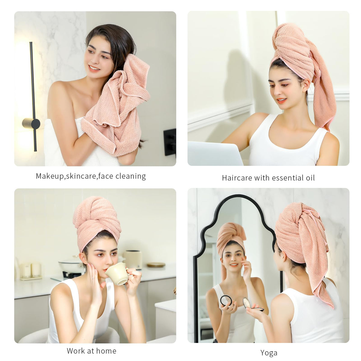 Laojbaba Microfiber Hair Towel wrapped around hair