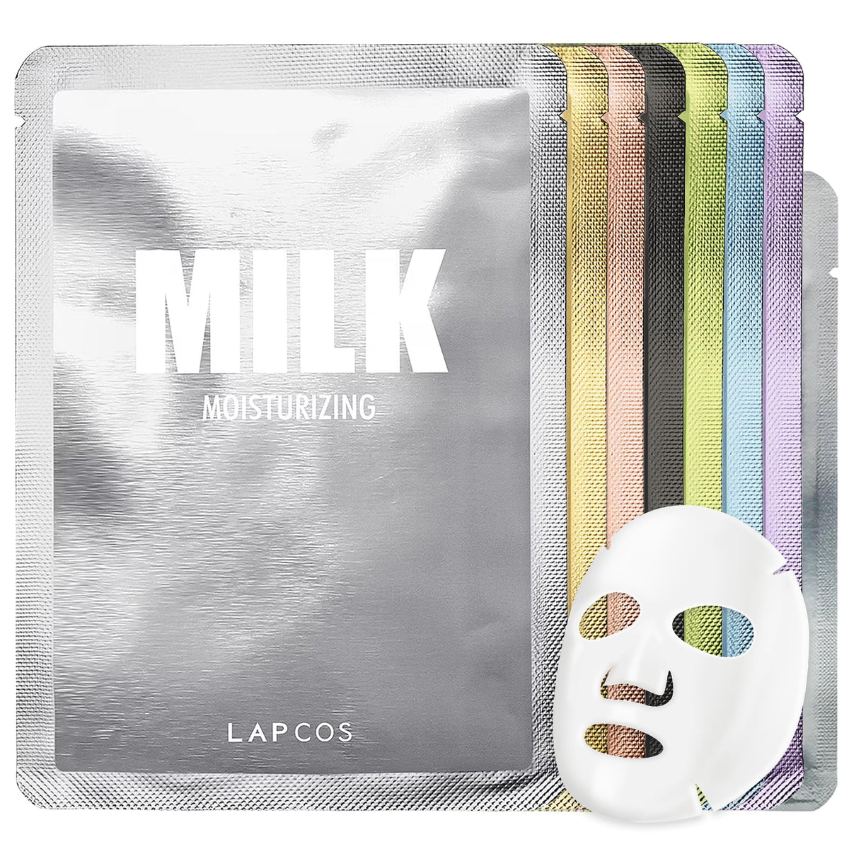 LAPCOS K Beauty Daily Sheet Face Mask Variety Pack front view with 8 masks