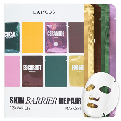 LAPCOS Skin Barrier Repair Face Sheet Mask Set front view with 12 masks