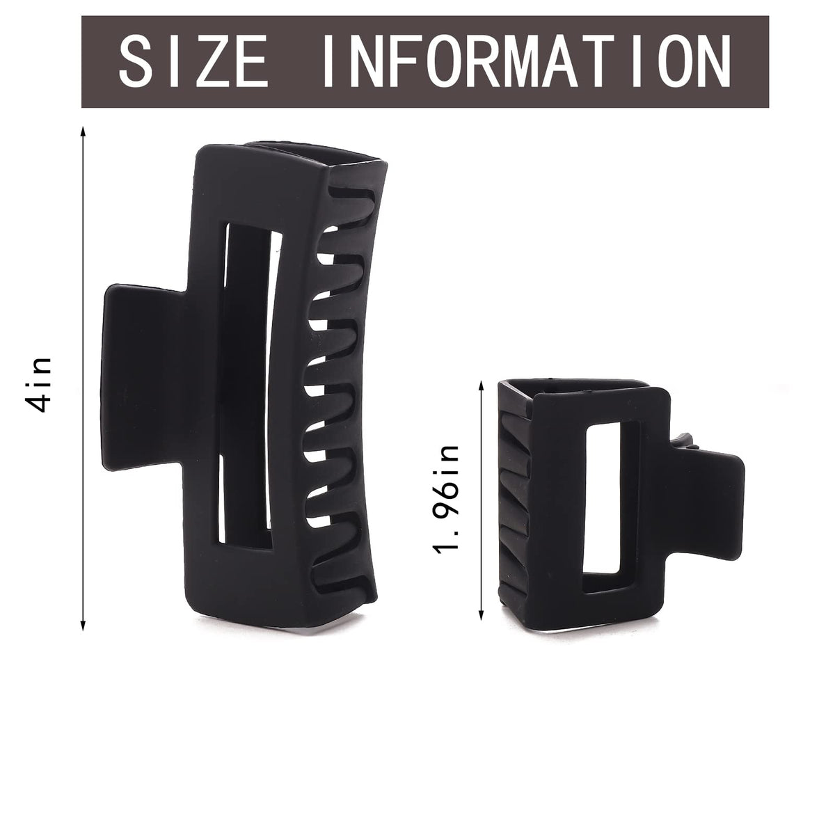 Large Alemaky black rectangle hair claw clip close-up