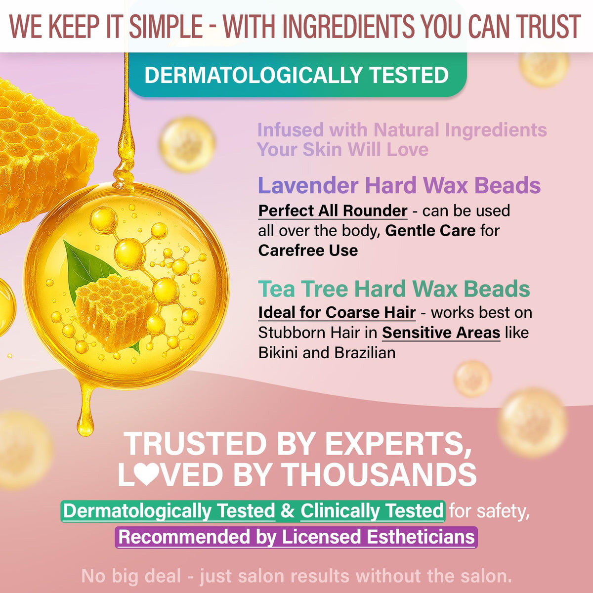 Large and small waxing sticks included in Tress Wellness kit