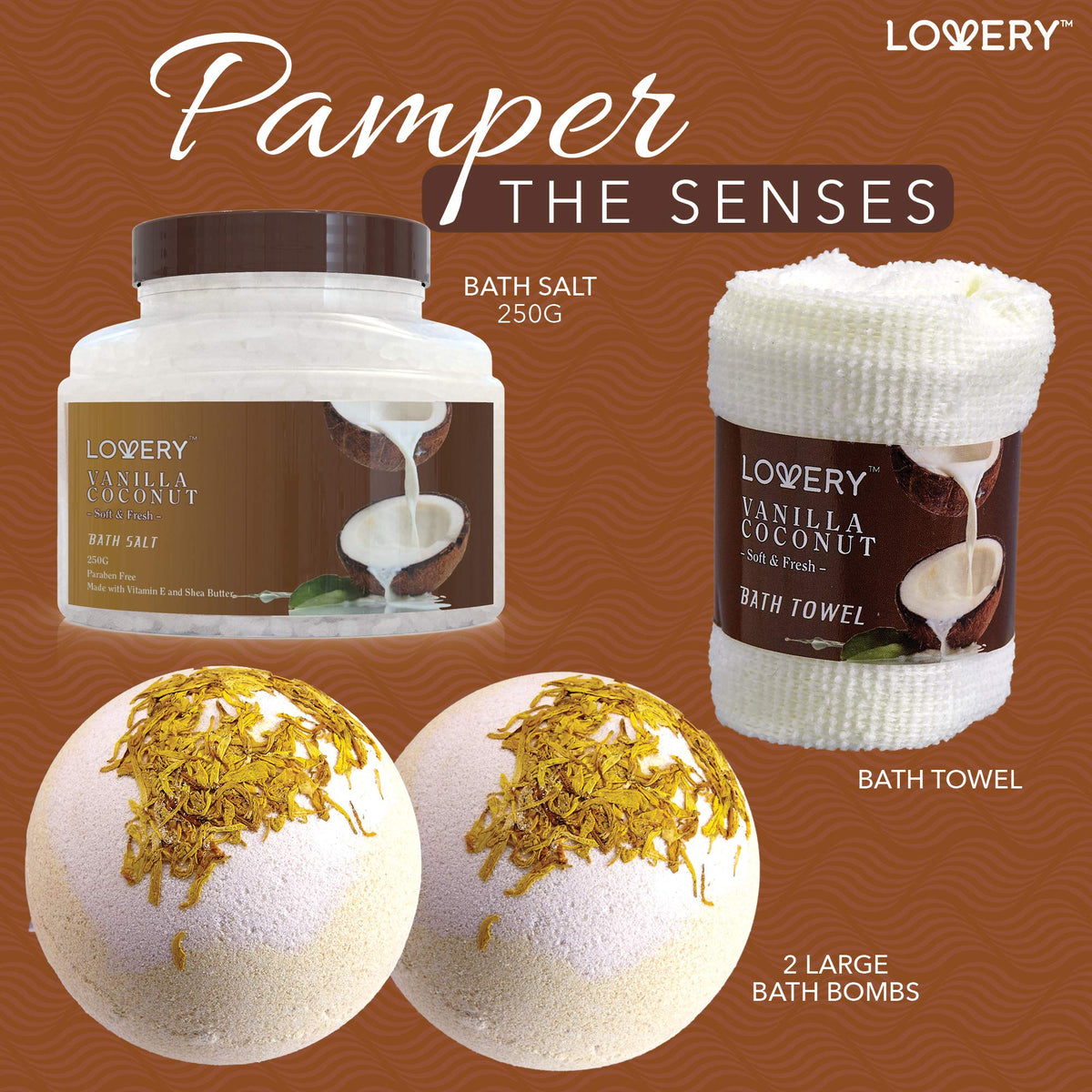Large Bath Bombs included in LOVERY Spa Gift Basket
