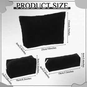 Large black corduroy makeup bag from Huhumy, open view