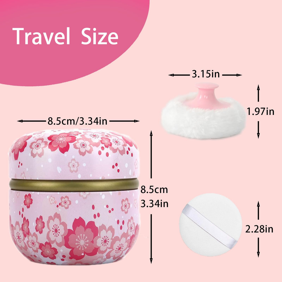 Large body powder puff with handle for easy application