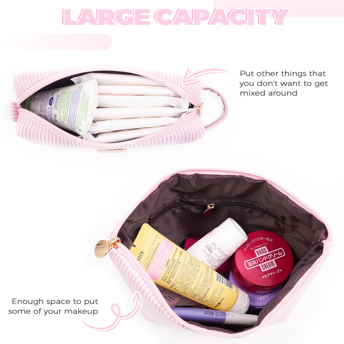 Large canvas makeup bag from Btffitting with smooth zipper