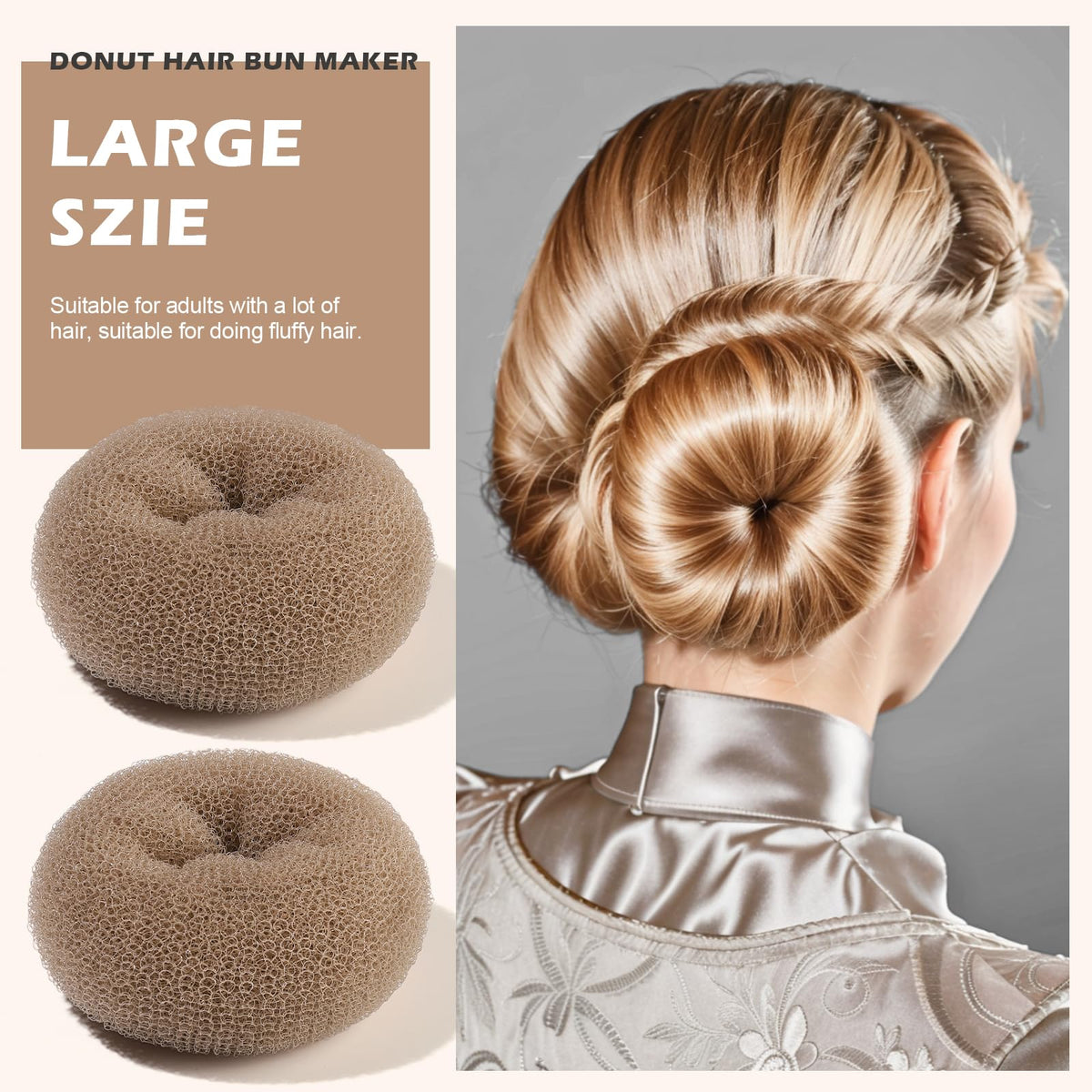 Large donut hair bun makers from Teenitor, two pieces