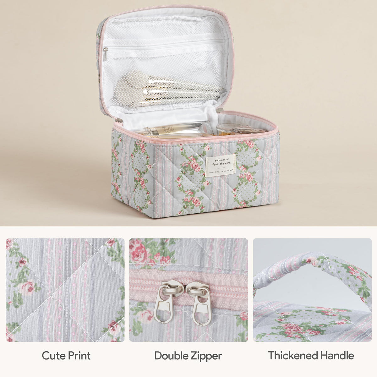 Large HBselect makeup bag open showcasing interior space