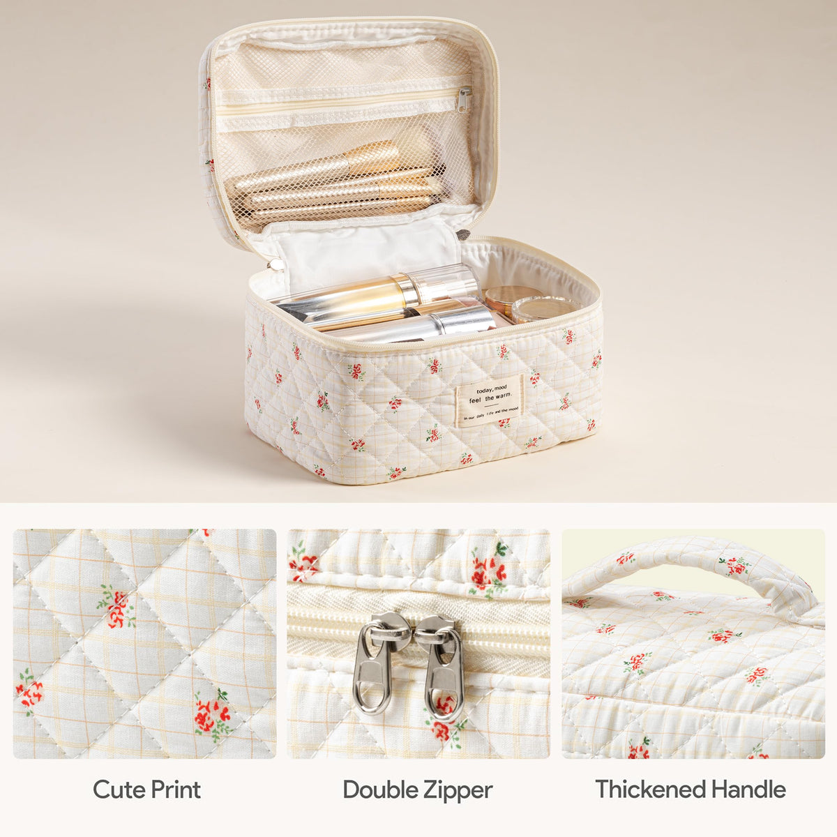 Large HBselect makeup bag open showing storage capacity