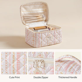 Large HBselect makeup bag showing double zipper and stitching