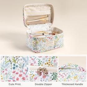 Large HBselect quilted makeup bag open showing storage