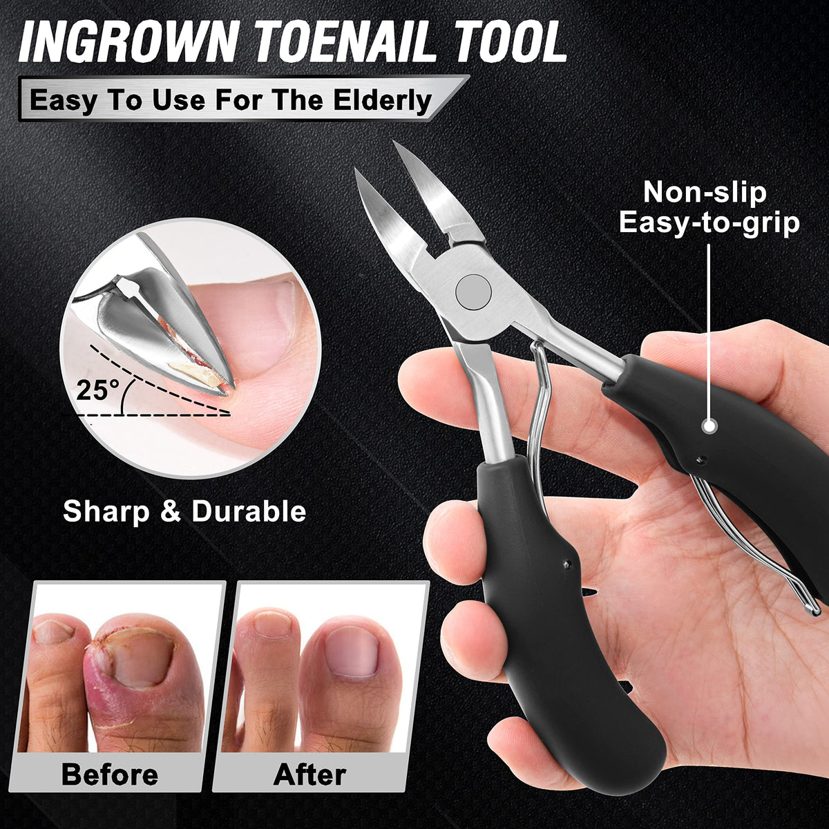 Large opening toenail clippers for thick nails